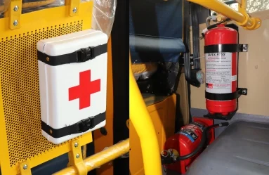 First-aid kit, fire extinguisher and FDSS for emergency situations