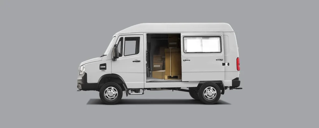 Sliding door (option) for kerb side delivery